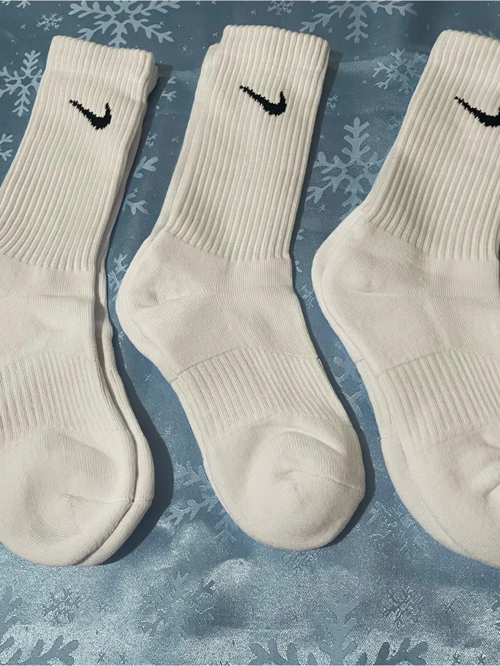 Nike White Crew Socks with Black Swoosh - 3 Pair